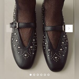 Bibi Lou Black Studded Mary Jane Flats